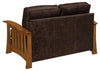 Image of Highland White Oak Mission Style Leather Loveseat