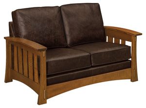 Highland White Oak Mission Style Leather Loveseat