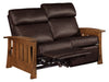 Image of Highland "WALL HUGGER" White Oak Mission Style Leather Reclining Loveseat