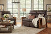 Image of Highland "WALL HUGGER" White Oak Mission Style Leather Reclining Loveseat