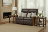 Image of Highland "WALL HUGGER" White Oak Mission Style Leather Reclining Loveseat