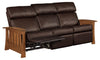 Image of Highland 88 Inch "WALL HUGGER" White Oak Mission Style Leather Reclining Sofa