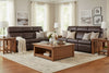 Image of Highland 88 Inch "WALL HUGGER" White Oak Mission Style Leather Reclining Sofa