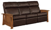 Image of Highland 88 Inch "WALL HUGGER" White Oak Mission Style Leather Reclining Sofa