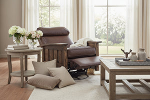 Stockton SWIVEL/GLIDER Rough Sawn Mission Style Leather Reclining Chair