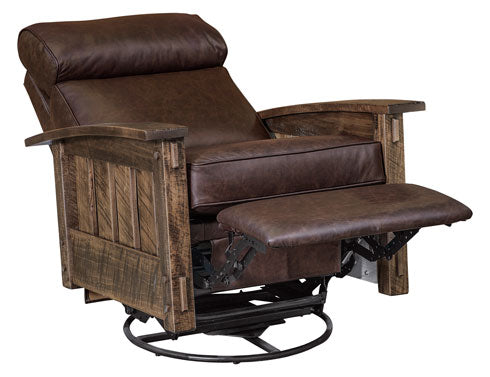 Stockton SWIVEL/GLIDER Rough Sawn Mission Style Leather Reclining Chair