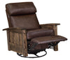 Image of Stockton SWIVEL/GLIDER Rough Sawn Mission Style Leather Reclining Chair