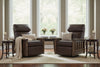 Image of Stockton SWIVEL/GLIDER Rough Sawn Mission Style Leather Reclining Chair