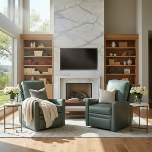 Alaric Leather SWIVEL/GLIDER Pillow Back Reclining Chair