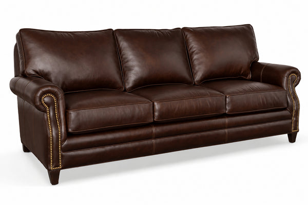 Alexander 87 Inch Traditional Leather Queen Sleeper Sofa