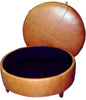 Image of Andover 40 Inch STORAGE Round Leather Ottoman