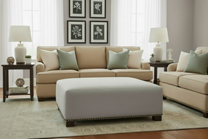 Annie 44 Inch Square Fabric Bench Ottoman Coffee Table