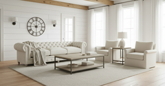 Armstrong 118 Inch "Quick Ship" Tufted Chesterfield Sofa In Classic Linen