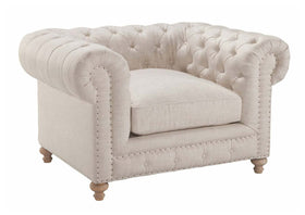 Armstrong Linen "Quick Ship" Tufted Fabric Club Chair - In Stock