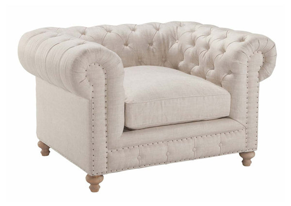 Armstrong Linen "Quick Ship" Tufted Fabric Club Chair