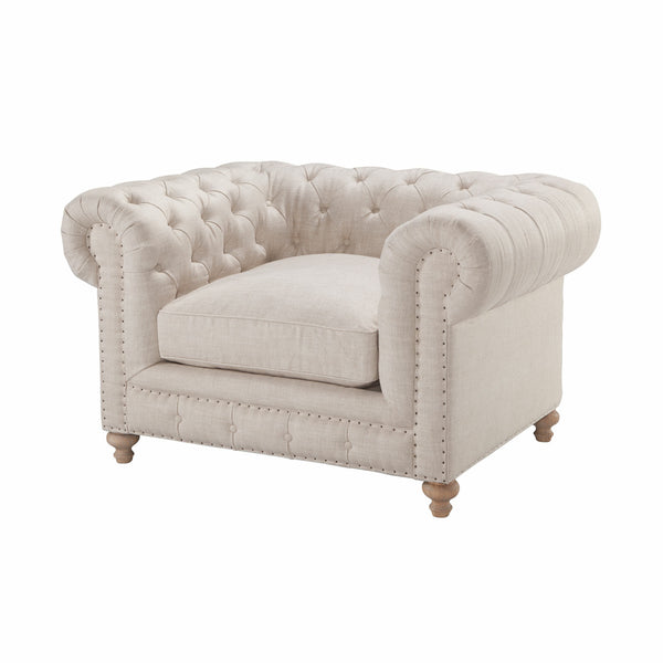 Armstrong Linen "Quick Ship" Tufted Fabric Club Chair
