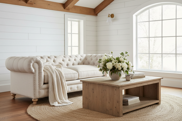 Armstrong 90 Inch "Quick Ship" Tufted Chesterfield Sofa In Classic Linen