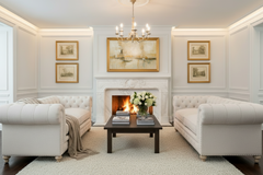 Armstrong 90 Inch "Quick Ship" Tufted Chesterfield Sofa In Classic Linen