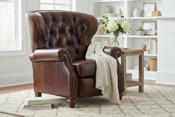 Arthur "BIG MAN" Tufted Wingback Leather Recliner – Oversized Comfort With Timeless Elegance