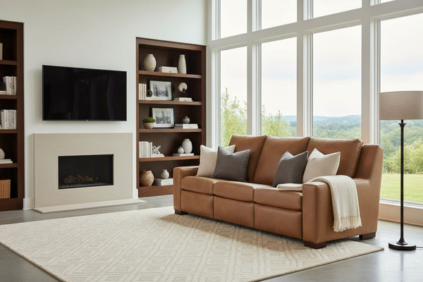 Asher 85 Inch Power Wall Hugger Leather Sofa