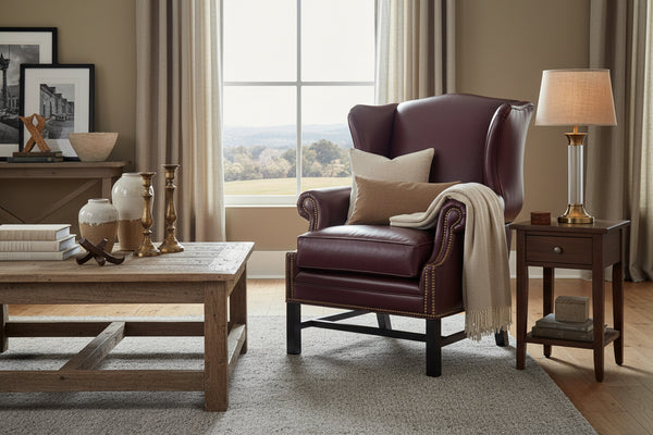 Seton Chippendale Style Leather Accent Arm Chair