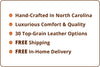 Amani 88 Inch Traditional Three Cushion Pillow Back Leather Sofa