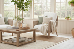 Holloway Natural "Quick Ship" Fabric Accent Chair With Decorative Cane / Wood Base