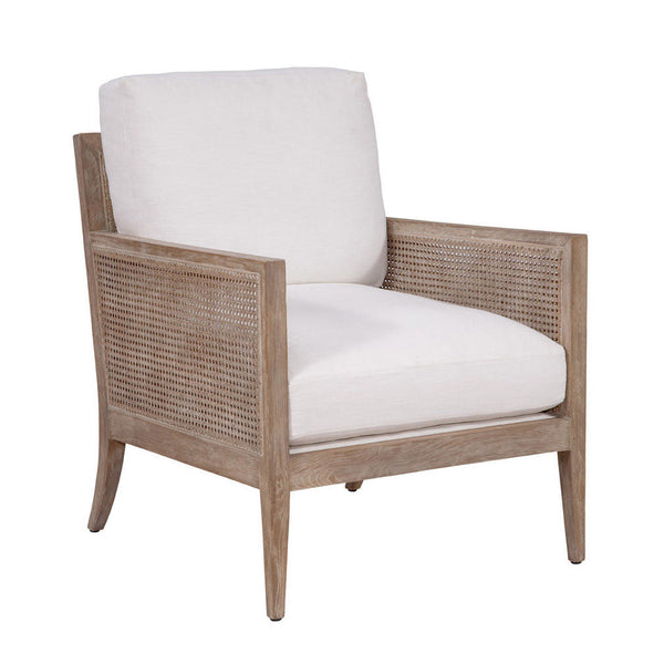 Holloway Natural "Quick Ship" Fabric Accent Chair With Decorative Cane / Wood Base