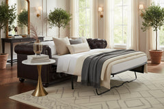 Barrington 88 Inch Leather Tufted Sleeper Sofa