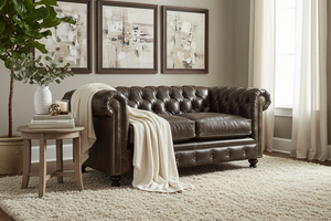 Benedict Chesterfield Leather Loveseat