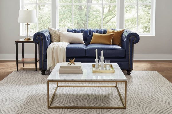 Benedict Chesterfield Leather Loveseat