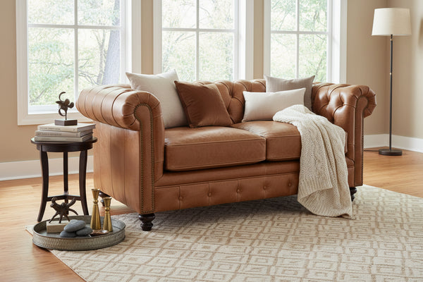 Benedict Chesterfield Leather Loveseat