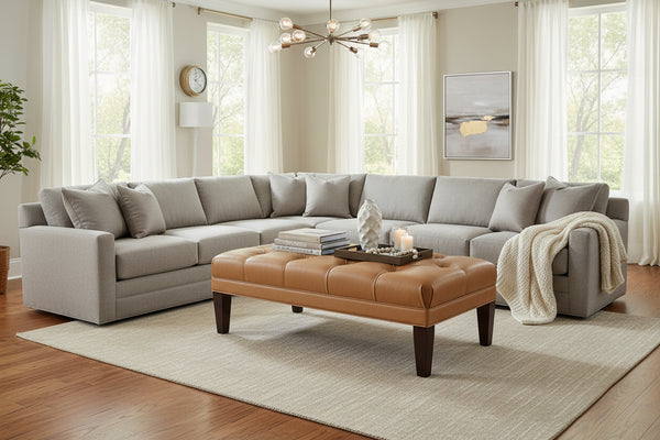 Berkeley Tufted 36", 48", 56", Or 65" Inch Rectangular Leather Ottoman (4 Sizes Available)