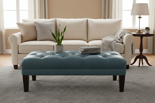 Berkeley Tufted 36", 48", 56", Or 65" Inch Rectangular Leather Ottoman (4 Sizes Available)