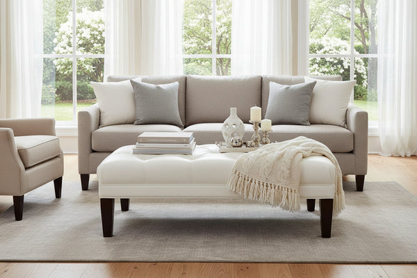 Berkeley Tufted 36", 48", 56", Or 65" Inch Rectangular Leather Ottoman (4 Sizes Available)
