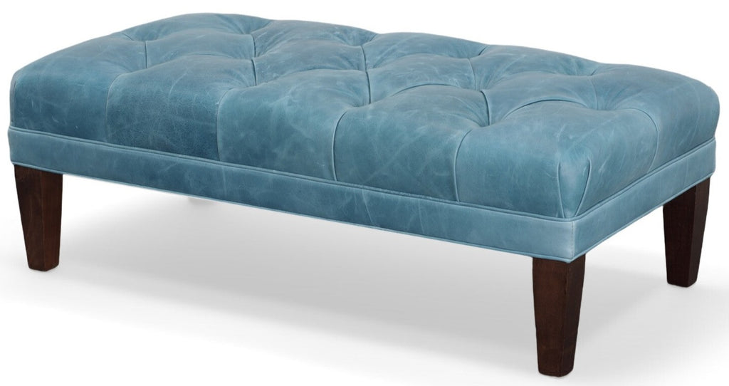 Teal shop leather ottoman