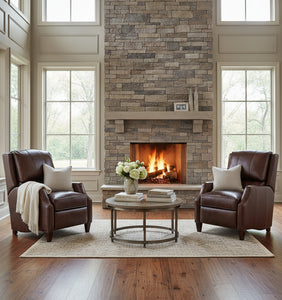 Bosworth Leather Bustle Pillow Back Recliner