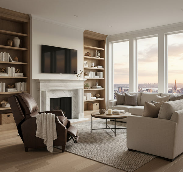 Bosworth Leather Bustle Pillow Back Recliner