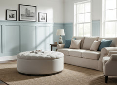 Bree 36", 44", Or 48" Inch Round Tufted Fabric Ottoman (3 Sizes Available)
