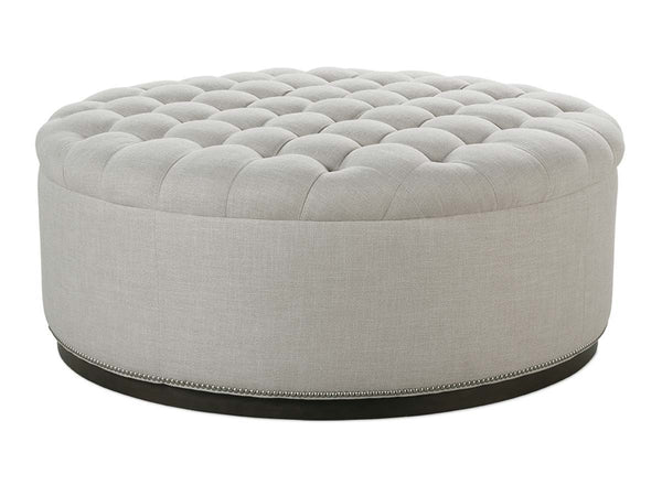 Bree 36", 44", Or 48" Inch Round Tufted Fabric Ottoman (3 Sizes Available)