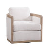 Image of Lynch Natural "Quick Ship" Fabric Swivel Accent Chair With Decorative Wood Base