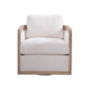 Image of Lynch Natural "Quick Ship" Fabric Swivel Accent Chair With Decorative Wood Base