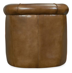 Tobias Pawn "Quick Ship" Leather Barrel Back Swivel Accent Chair