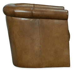 Tobias Pawn "Quick Ship" Leather Barrel Back Swivel Accent Chair