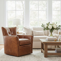 Cabot Gamma "Quick Ship" Leather Swivel Accent Chair