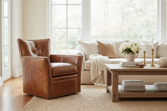 Cabot Gamma "Quick Ship" Leather Swivel Accent Chair