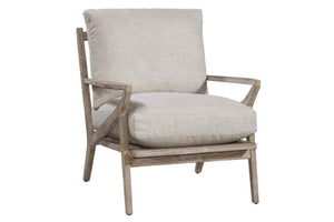 Carmen Linen "Quick Ship" Exposed Wood Accent Chair
