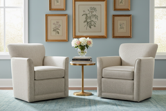 Caroline "Quick Ship" SWIVEL Small Contemporary Fabric Arm Chair