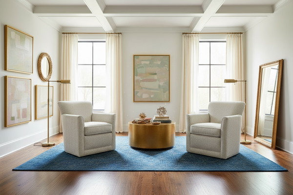 Caroline "Quick Ship" SWIVEL/GLIDER Small Contemporary Fabric Arm Chair