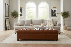London 65 Inch Leather Bench Ottoman